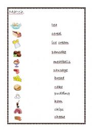 English Worksheet: Food Matching