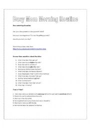 English Worksheet: Video lesson. Present Simple: Busy Mom Morning Routine.