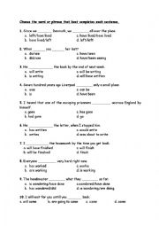 a test on tenses