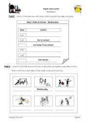 English Worksheet: listening test - daily routine part 2 and 3
