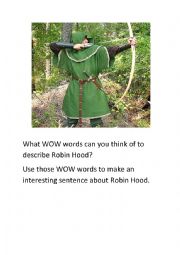 English Worksheet: DESCRIBE ROBIN HOOD