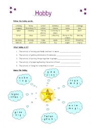 English Worksheet: Hobby