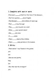 English Worksheet: Verb to be-past