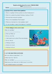 English Worksheet: Finding Nemo