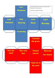 English Worksheet: DICE: PASTE TENCE VERBS