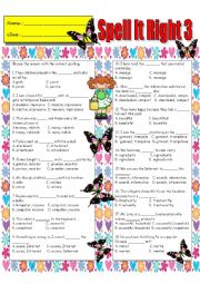 English Worksheet: Spell It Right 3 For Intermediate