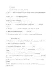 English Worksheet: just already yet