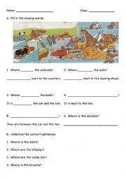 English Worksheet: Where is / Where are