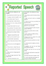 English Worksheet: REPORTED SPEECH