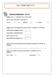 mid term test 3 :listening part :9th form