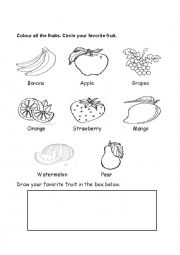 English Worksheet: Healthy Food: FRUITS