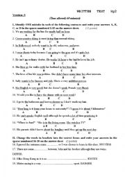 English Worksheet: Grammar test for students at elementary level