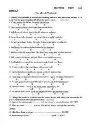 English Worksheet: Grammar test for students at elementary level