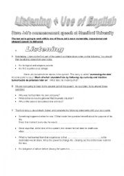 English Worksheet: Steve Jobs- commencement speech