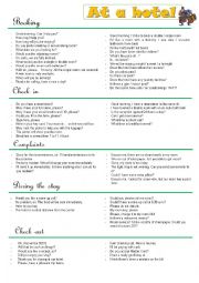 English Worksheet: At a hotel - Role playing 1