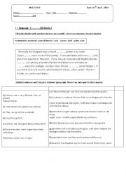 English Worksheet: Mid term test n3