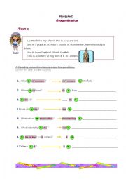 English Worksheet: Comprehension