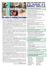 English Worksheet: TELEWORKING - 