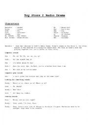 English Worksheet: Toy Story Radio Drama Script 
