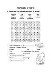 English Worksheet: CAMPING