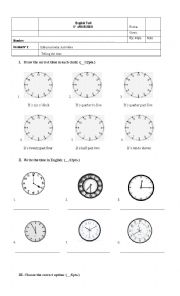 English Worksheet: Telling the time