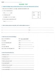 English Worksheet: Revision Test