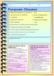 English Worksheet: Purpose clauses