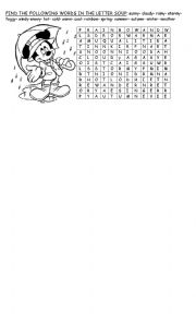 English Worksheet: WEATHER LETTER SOUP
