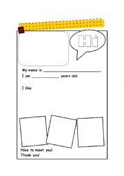 English Worksheet: Self-Introduction