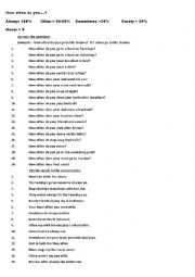 English Worksheet: Adverbs of frequency