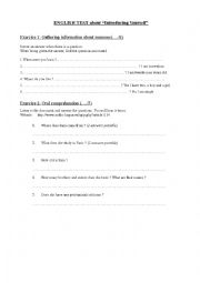 English Worksheet: Introducing yourself test