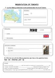 English Worksheet: Presentation of Toronto