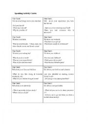 English Worksheet: ESL A2-B1 Speaking Clue Cards