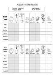 English Worksheet: Battleships Game - Descriptive adjectives