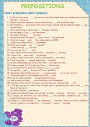 English Worksheet: Prepositions