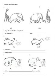 English Worksheet: Comparing the animals - usage of comparatives