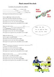 English Worksheet: song rock around the clock