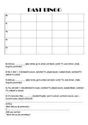 English Worksheet: Past Bingo