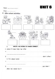 English Worksheet: after school activities