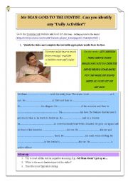 English Worksheet: Mr Bean - daily activities