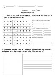 English Worksheet: FAMILY AND FRIENDS