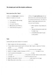 English Worksheet: The simple past and the past continuous - usage and tasks