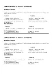 English Worksheet: speaking activity