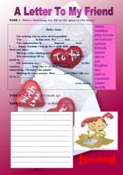 English Worksheet: A Letter To A Friend