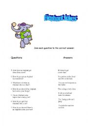 English Worksheet: Elephant Jokes