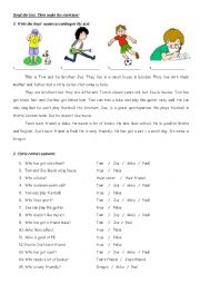 English Worksheet: Present Simple reading (with answers)