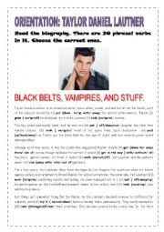 English Worksheet: Taylor Lautner