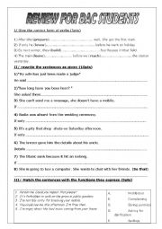English Worksheet: GET READY FOR THE BAC EXAM - GLOBAL REVIEW - 