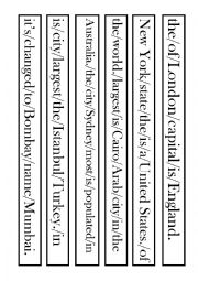 English Worksheet: Cities and countries word order activity