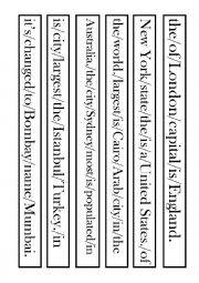 Cities and countries word order activity